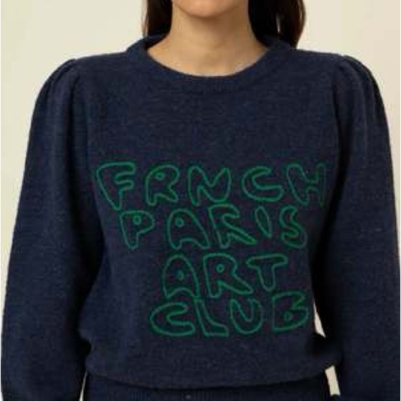 FRNCH Sweaters - FRNCH Navy and Green Art Club Sweater